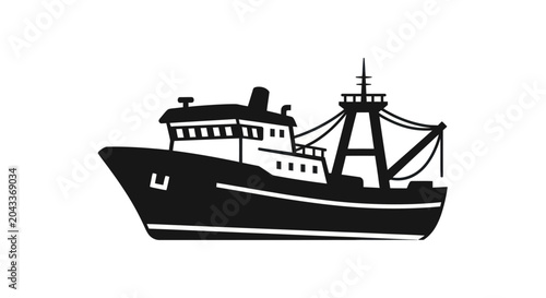 Canvastavla Fishing Trawler Vector Silhouette