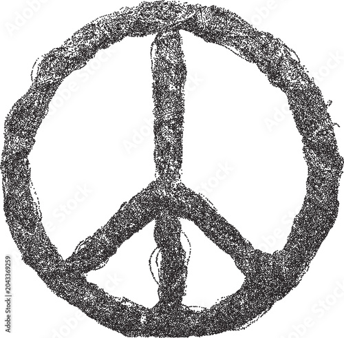 Schilderij op canvas Peace symbol y2k brutalist stipple graphic, Textured peace retro halftone vector