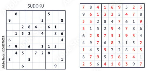 Sudoku puzzle grids with solved and unsolved sections displayed  