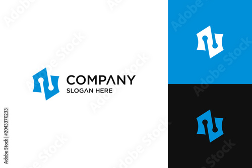 letter N tech logo design vector