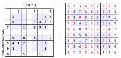 Sudoku puzzle grid with highlighted solutions and marked hints  