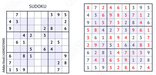 Sudoku puzzle grid for brain exercise and problem-solving practice  
