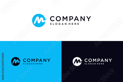m logo design vector illustration logo circle