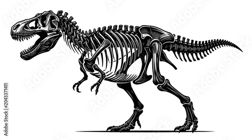 Fotografía Tyrannosaurus Rex Skeleton Illustration - Prehistoric Dinosaur Fossil