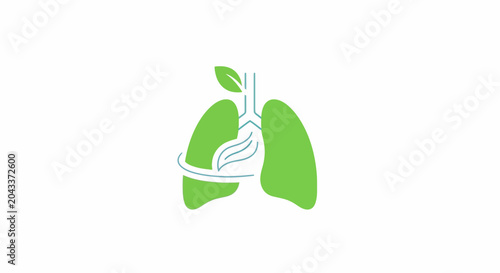 A stylized green icon representing healthy human lungs with a leaf
