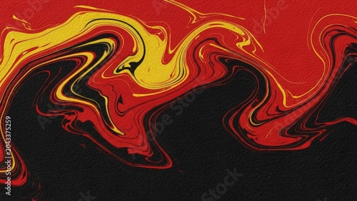 Abstract red yellow black swirl pattern on textured background