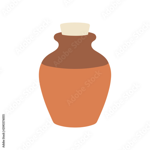 Bild auf Leinwand Brown clay pottery earthenware vessel.
