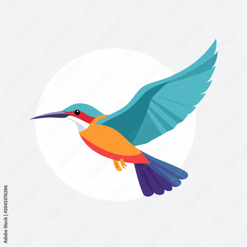 Fototapeta premium Stylized Kingfisher Bird in Flight