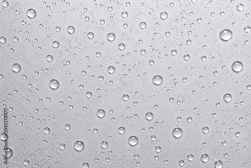 Water Drops on Grey Surface Closeup Landscape Background