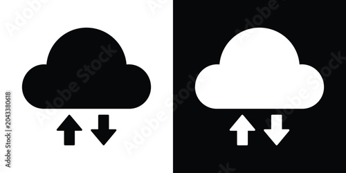 Canvastavla Cloud data transfer vector icon with up and down arrows