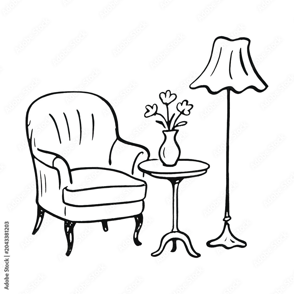 Fototapeta premium PNG Cozy vintage living room illustration.