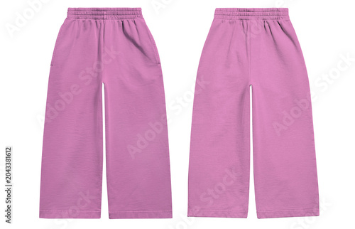 Foto Mockup of front and back view of pink pants isolated on background