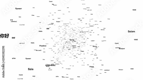 Word hello written in many different languages.