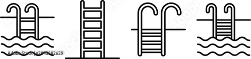 Tableau sur toile pool ladder pictogram variations curved and straight rail icons