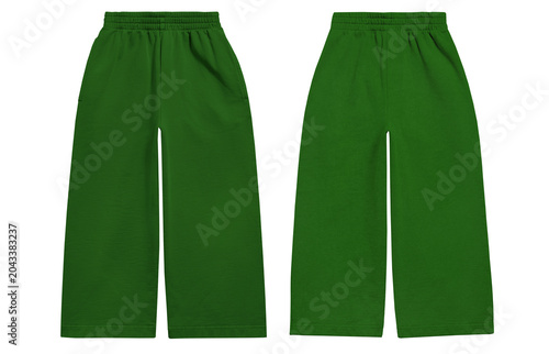 Obraz na płótnie Mockup of front and back view of green pants isolated on white