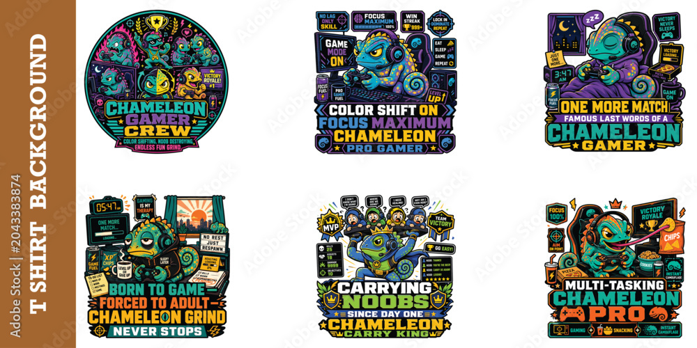 Ταπετσαρία Color shift on focus maximum chameleon pro gamer design with lizard playing video game mascot
