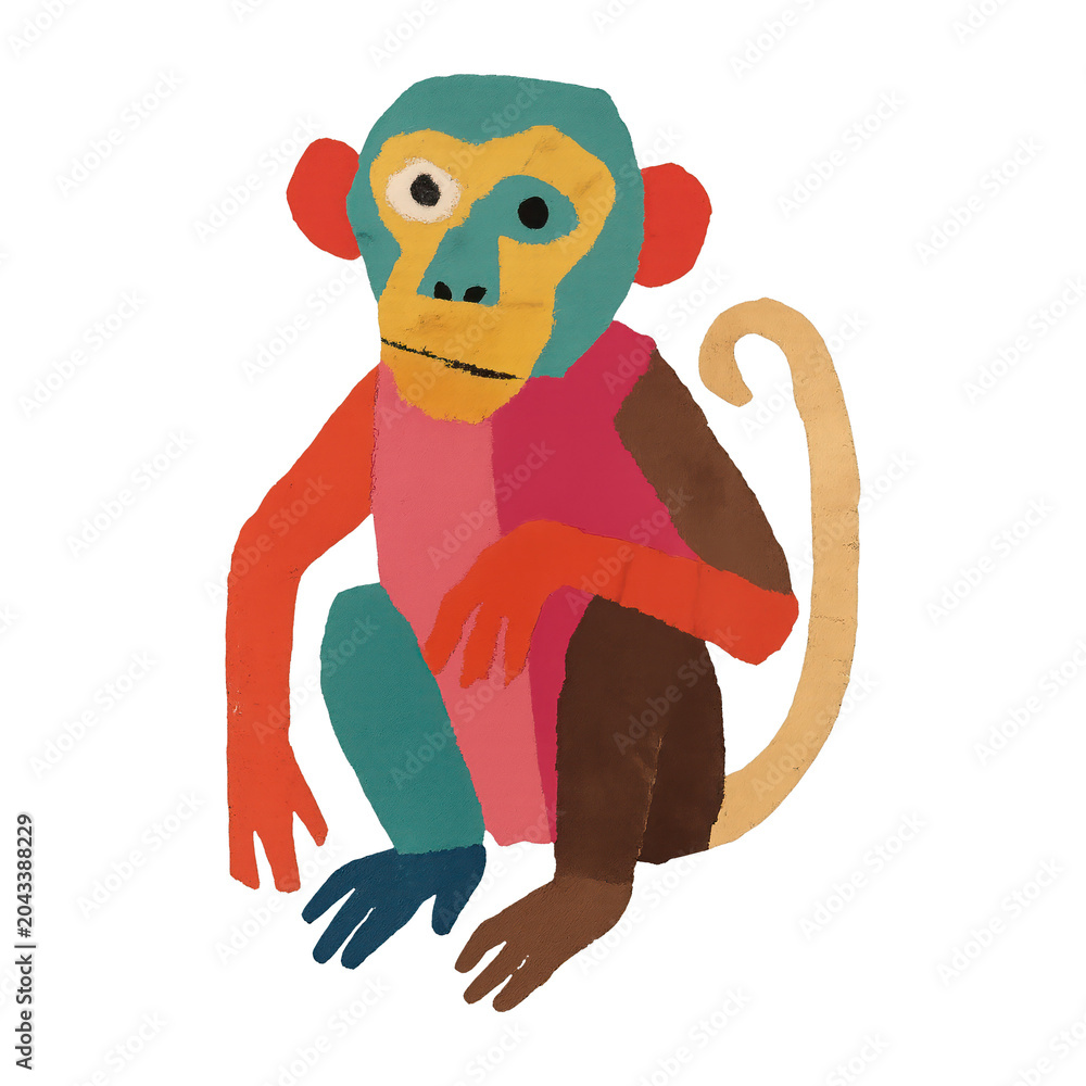 Fototapeta premium PNG Colorful abstract monkey illustration.