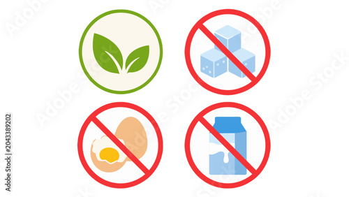 Φωτογραφία Natural and allergen free food label icons set