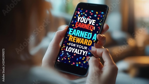 Person using phone, motivational message