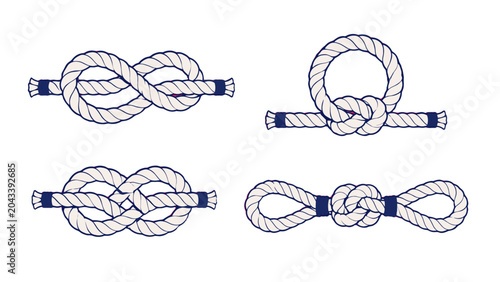Photos Set of decorative rope knot dividers in nautical vector style