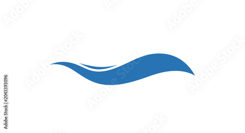 Minimalist blue wave design on white background ideal for abstract concepts and logos