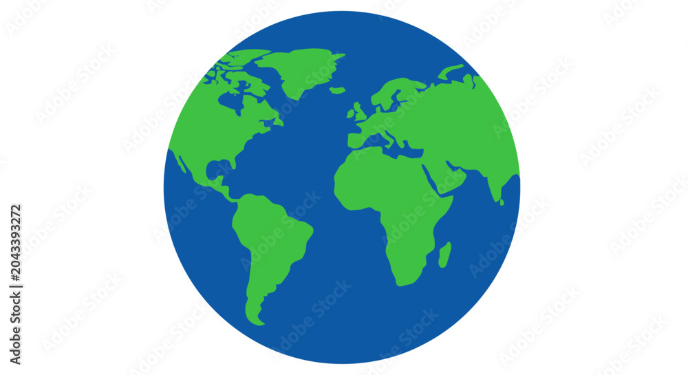 Fototapeta premium Simple earth illustration, showing continents and oceans, perfect for educational content