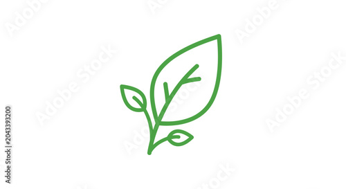 Minimalist Green Leaf Icon Representing Nature, Ecology, and Environmental Themes