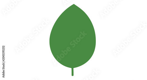 Minimalist green leaf illustration set against a stark white backdrop for design usage
