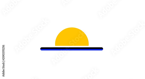 Minimalist representation of a sunset over the horizon with simple geometric elements