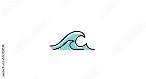 Minimalist representation of a wave in a vibrant sea-green color, perfect for design usage