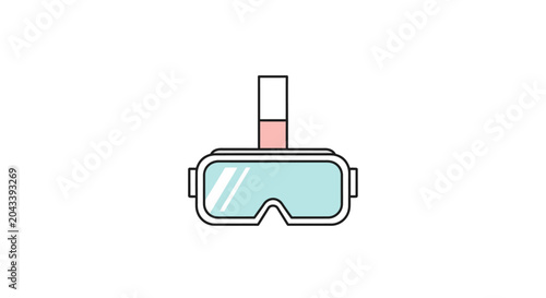 Minimalistic illustration of scuba diving goggles and snorkel isolated on white background