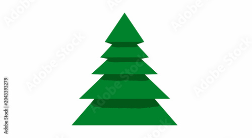 Simple illustration of a green Christmas tree on a white background for design