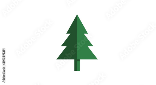 Simple green christmas tree illustration isolated on white background design