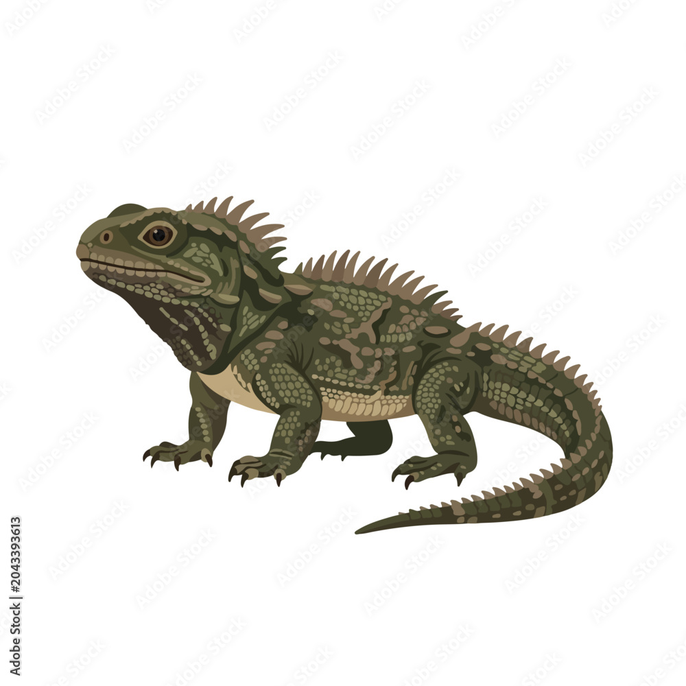 Fototapeta premium Ultra Flat Ancient Spiny Crested Tuatara Reptile Vector