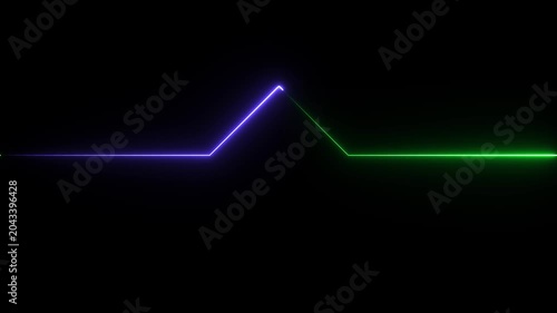 Glowing logotype line on black background. neon dabble side laser illustration background.