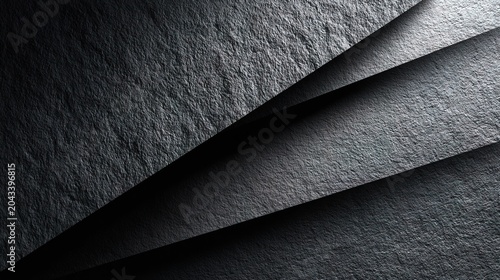 Dark Textured Slate Stone Surface Layers with Dramatic Lighting and Shadows