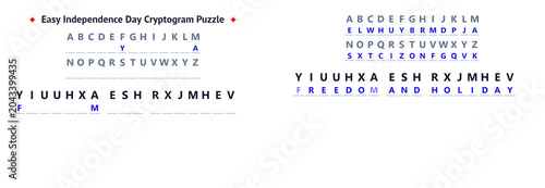 Easy Independence Day Cryptogram Puzzle Secret Code Game
