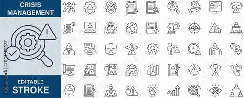 Foto Crisis Management icon collection set. Editable stroke.