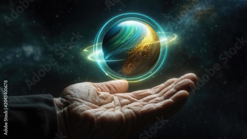 Planet in aged hand