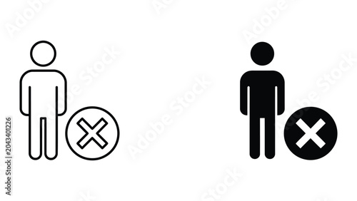 Schilderij op canvas Rejected person icon set in outline and solid glyph style vector