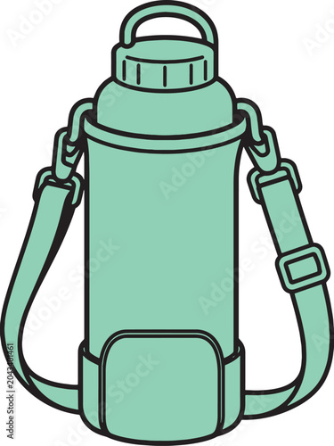 Backpacking Water Bottle Sling Outdoor Hydration Carrier Line Art Icon