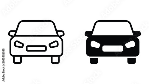 Car icon set in outline and solid glyph style vector