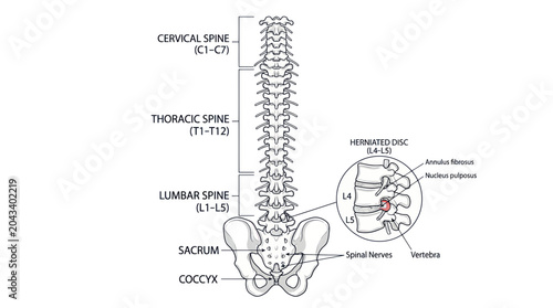 Konstfotografi Human Spine Anatomy, Vertebrae, Lumbar Spine, Herniated Disc Detail