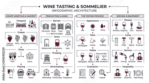 Wine Tasting Sommelier Infographic Architecture - Step-by-Step Guide