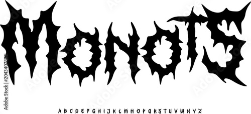 Monots Extreme Black Metal Font Alphabet – Brutal Thorn Gothic Typeface for Death Metal Band Logos, Dark Fantasy Artwork, Underground Music Branding & Heavy Typography Design