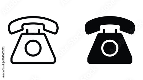 Telephone icon set in outline and solid glyph style vector