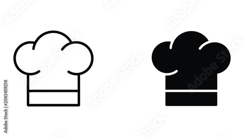 Chef hat icon set in outline and solid glyph style vector