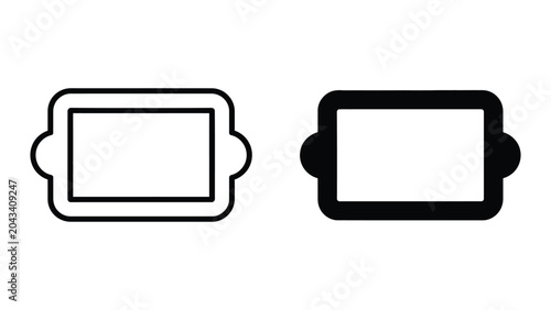 Tray icon set in outline and solid glyph style vector
