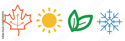 four colorful season set, four colorful season icons set