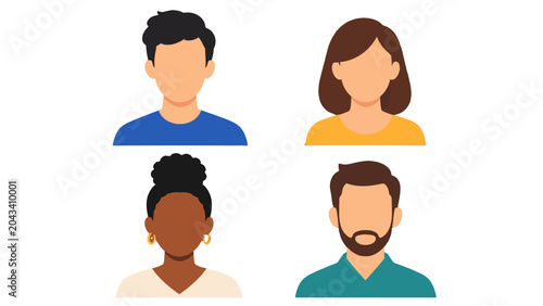 Set of faceless male and female avatar portraits